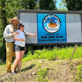 Asheville tubing, Mad Co Tubing outpost on the French Broad River